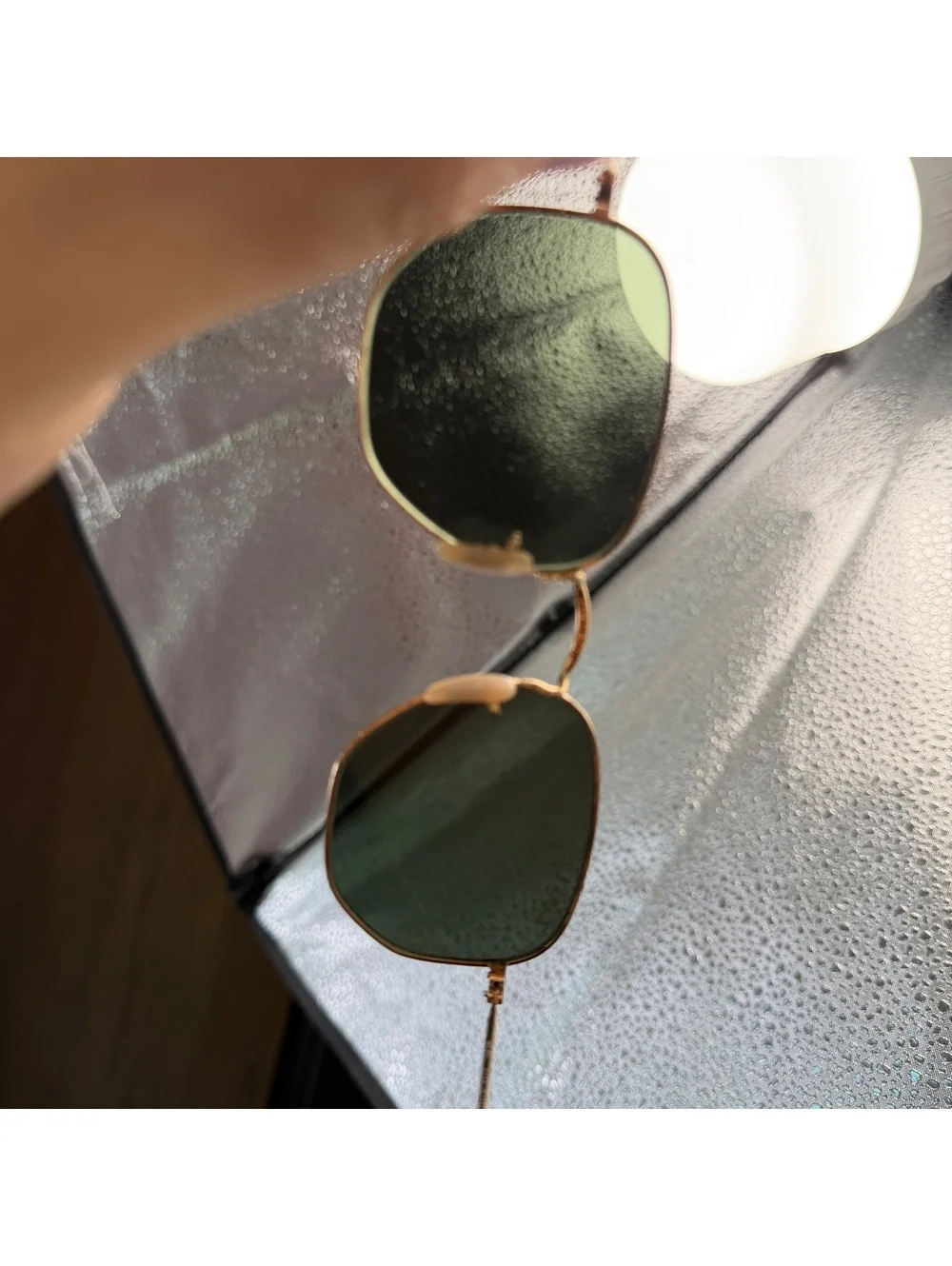 Ray-Ban RB3548N Hexagonal Flat Lens Gold G-15 Green Sunglasses 54-21 Italy